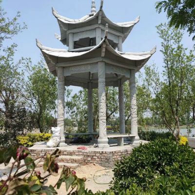花崗巖石雕涼亭，雙層高涼亭