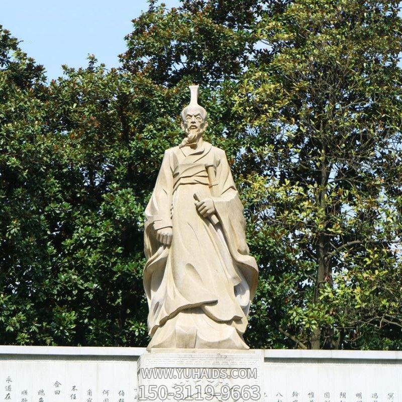 中國(guó)名人戰(zhàn)國(guó)時(shí)期楚國(guó)詩人屈原砂巖石雕像雕塑